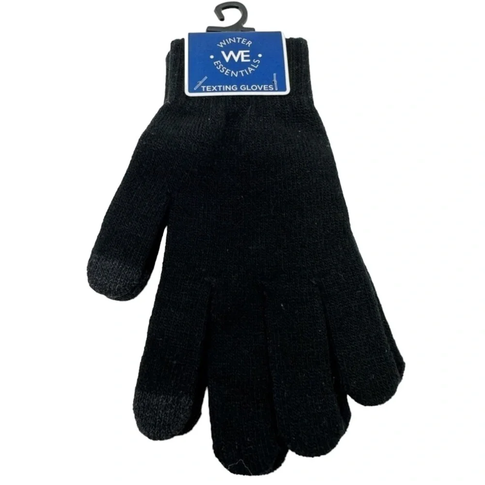 We Texting Touchscreen Gloves 2 Pair Warm Winter Stretchy Knit Black OS Unisex